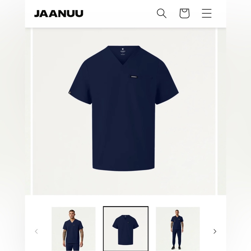 Jaanuu Men's Navy Blue Scrub Top - Picture 4 of 5